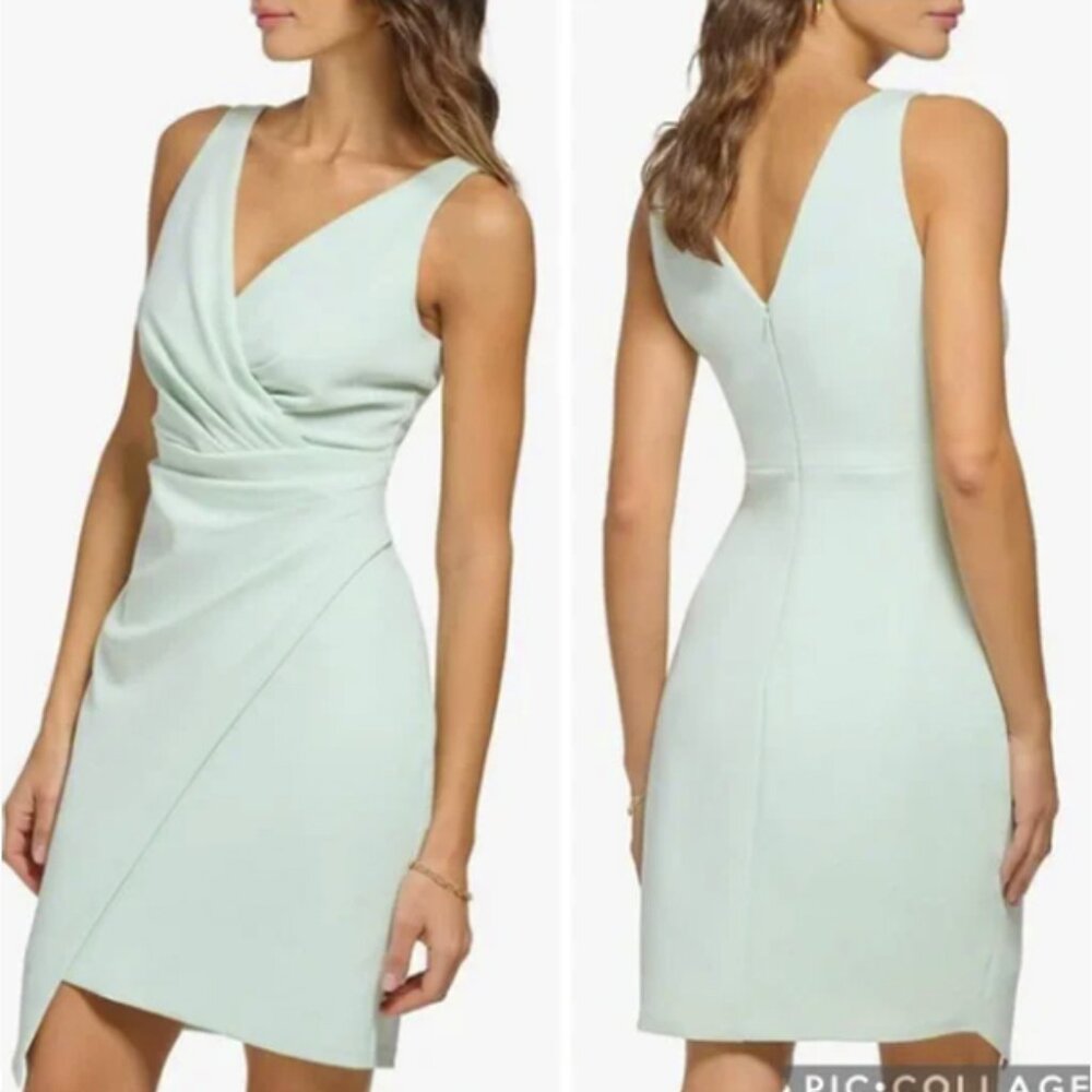 Guess Sleeveless Asymmetrical Sheath Dress Mint Green 8